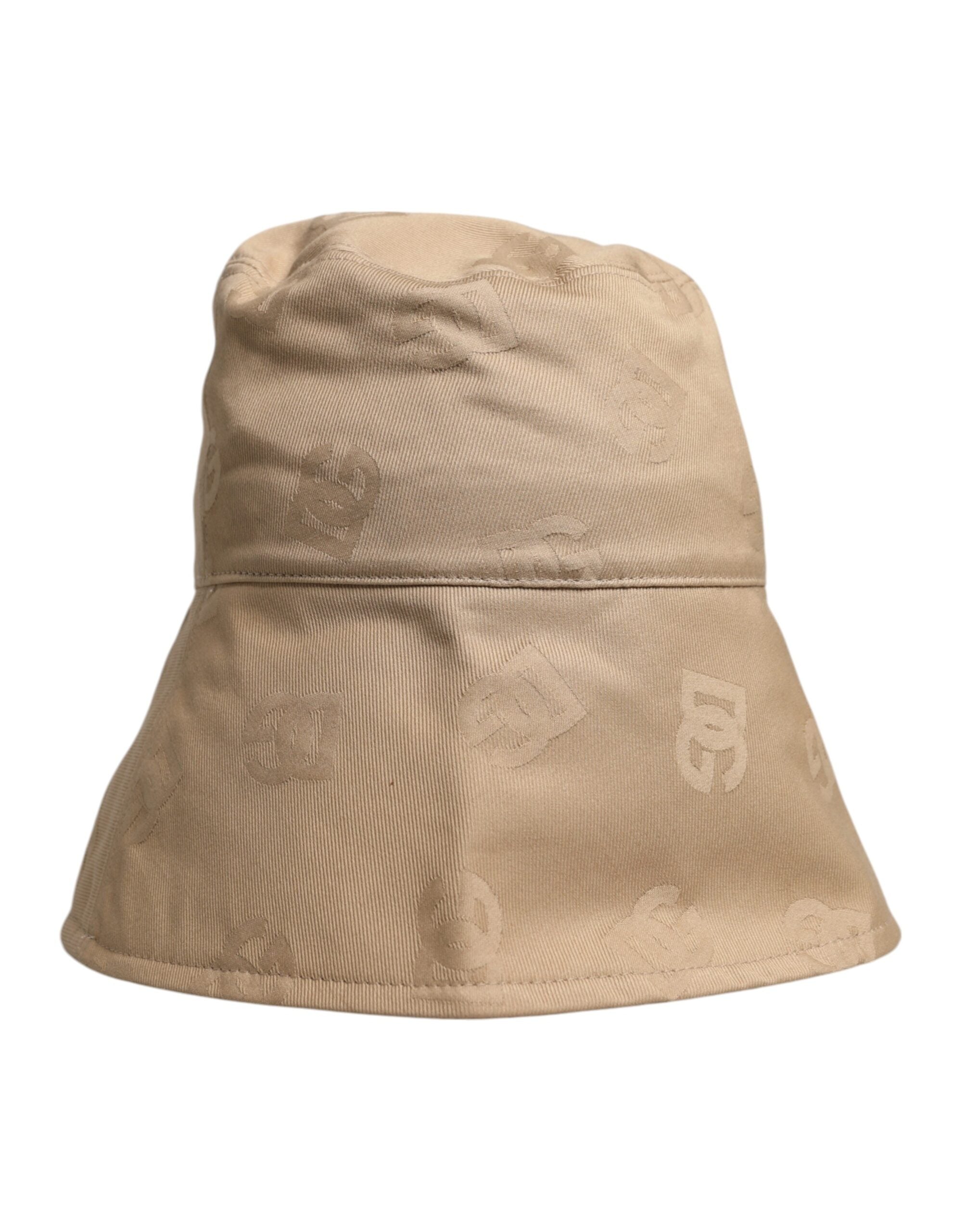 Dolce &amp;amp; Gabbana Beige Logotyp Monogram Bomull Bucket Cap
