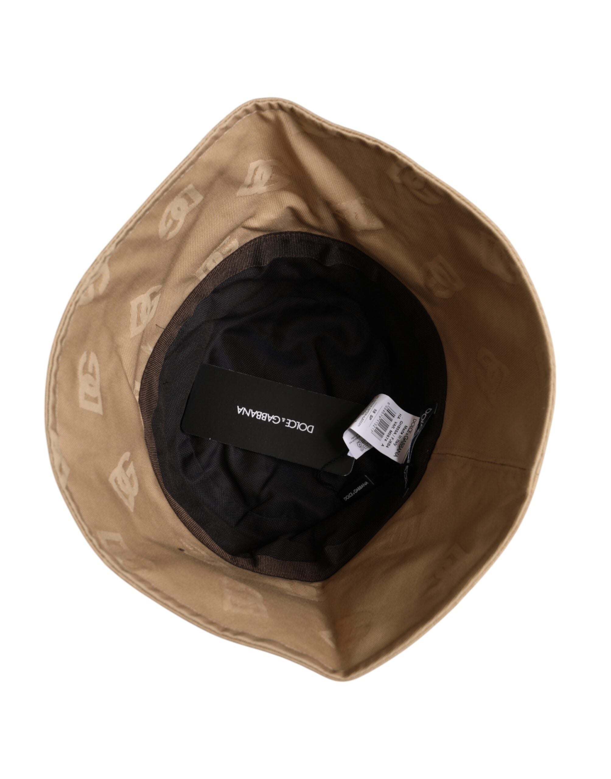 Dolce &amp;amp; Gabbana Beige Logotyp Monogram Bomull Bucket Cap