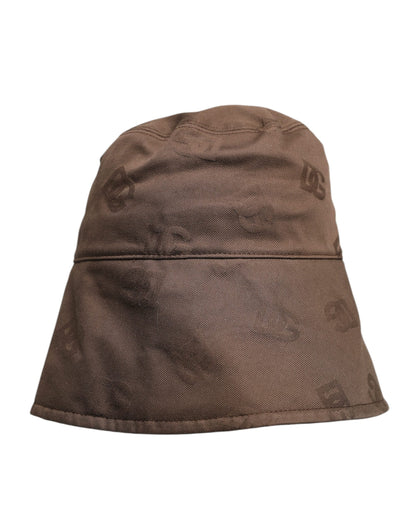 Dolce &amp; Gabbana Brown Logo Monogram Cotton Bucket Cap