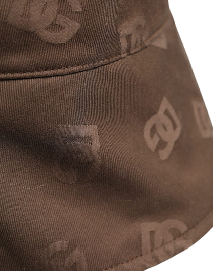 Dolce &amp; Gabbana Brown Logo Monogram Cotton Bucket Cap