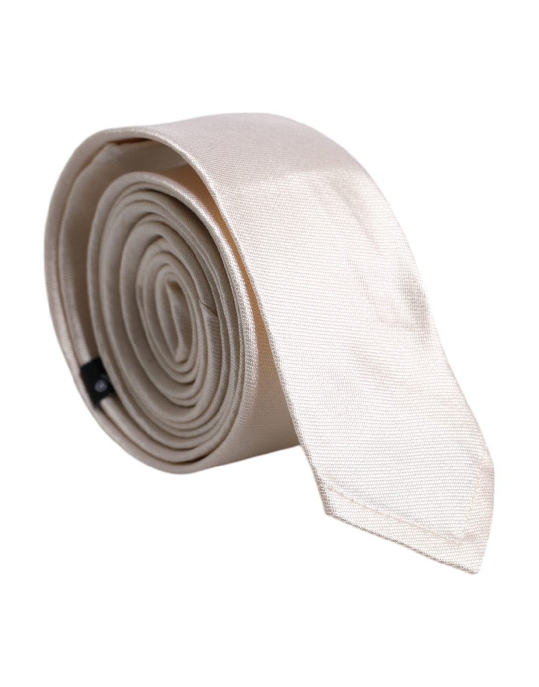 Dolce &amp; Gabbana White Solid Silk Adjustable Necktie Tie