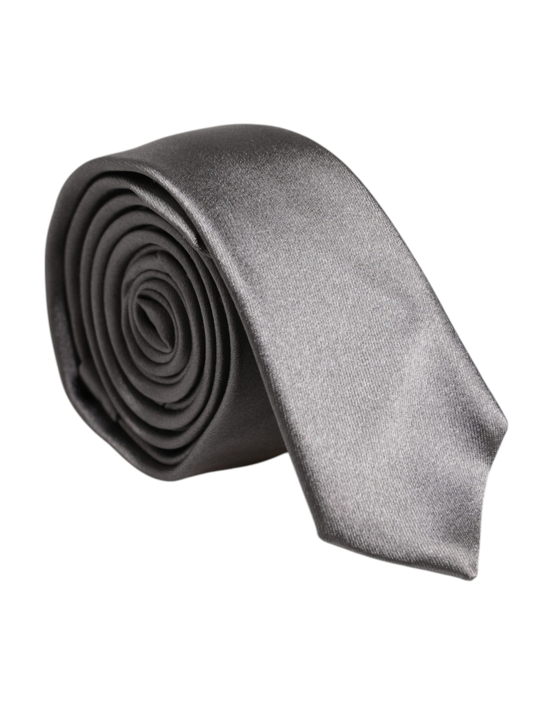 Dolce &amp; Gabbana Metallic Silver Silk Adjustable Necktie Tie