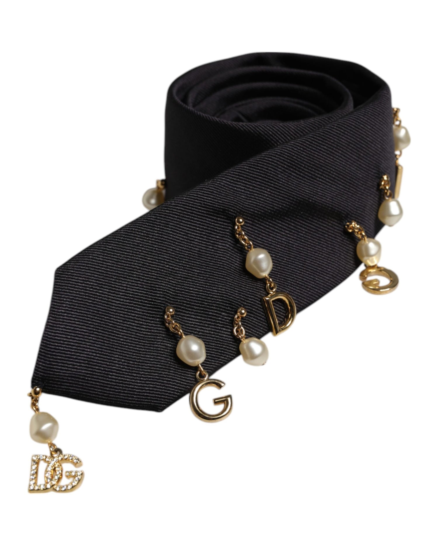 Dolce &amp; Gabbana Black Logo Embellished Adjustable Necktie Tie