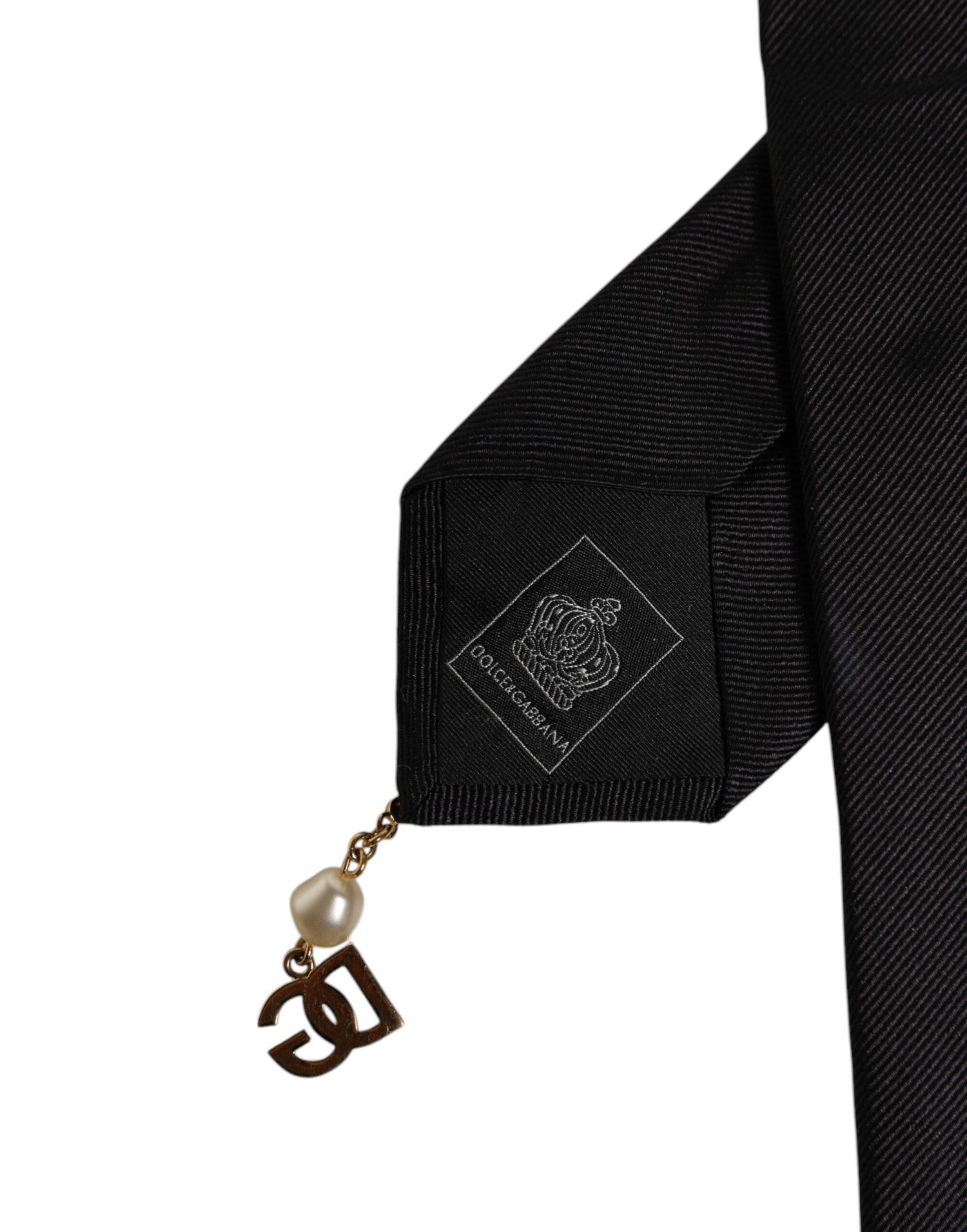 Dolce &amp; Gabbana Black Logo Embellished Adjustable Necktie Tie