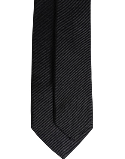 Dolce &amp;amp; Gabbana Svart Enfärgad Justerbar Slips i Siden