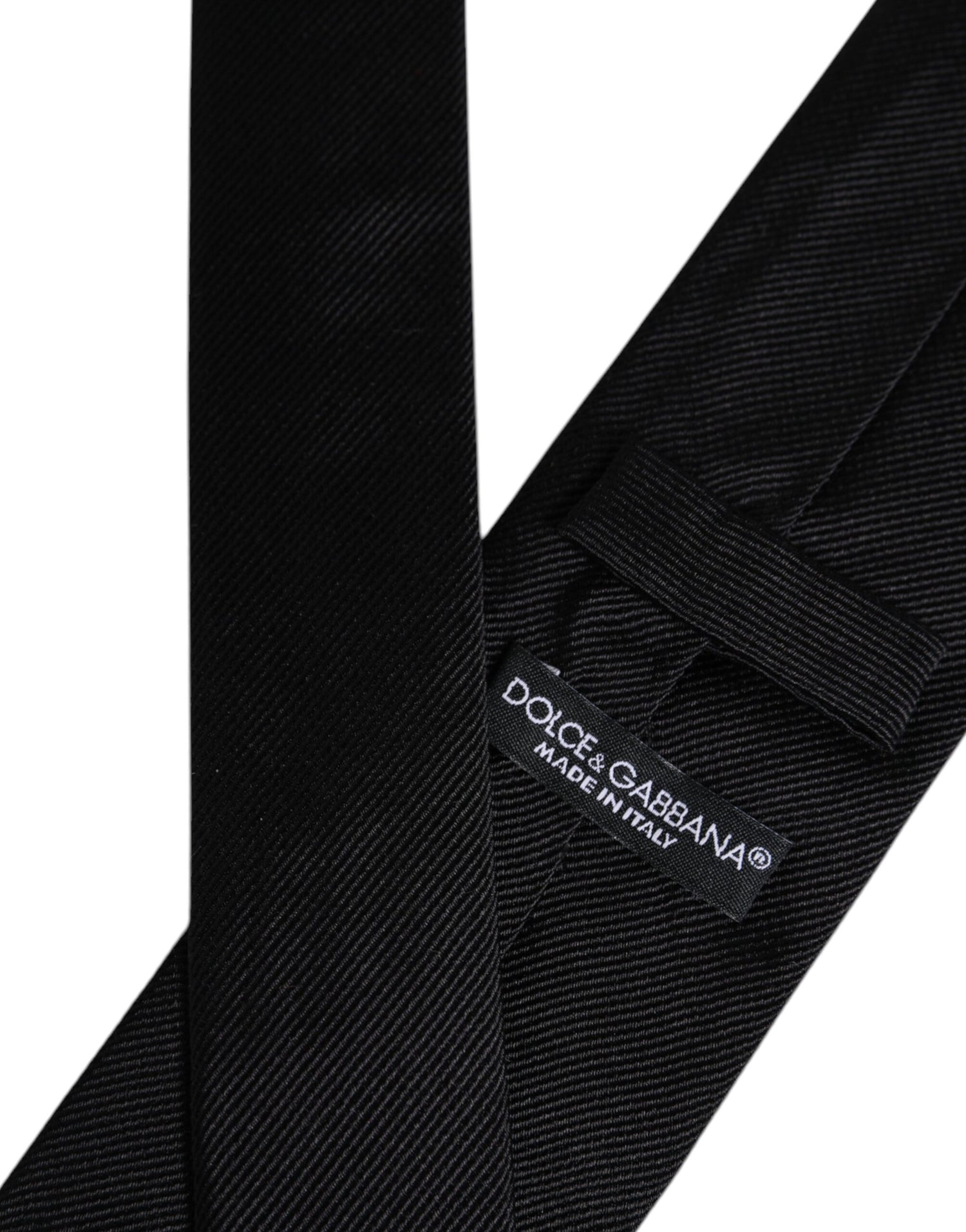 Dolce &amp;amp; Gabbana Svart Enfärgad Justerbar Slips i Siden