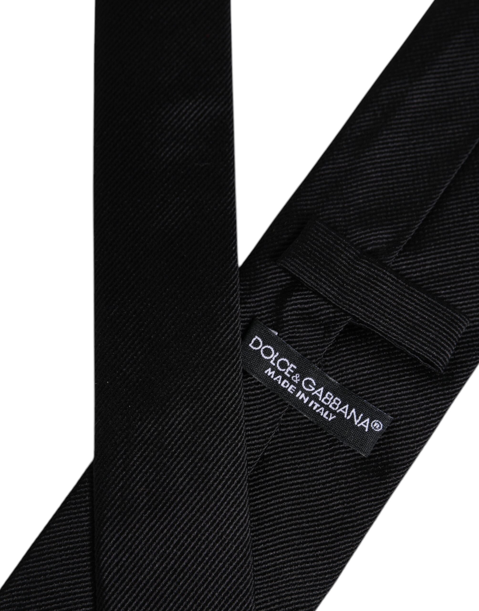 Dolce &amp;amp; Gabbana Svart Enfärgad Justerbar Slips i Siden