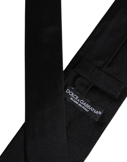 Dolce &amp;amp; Gabbana Svart Enfärgad Justerbar Slips i Siden