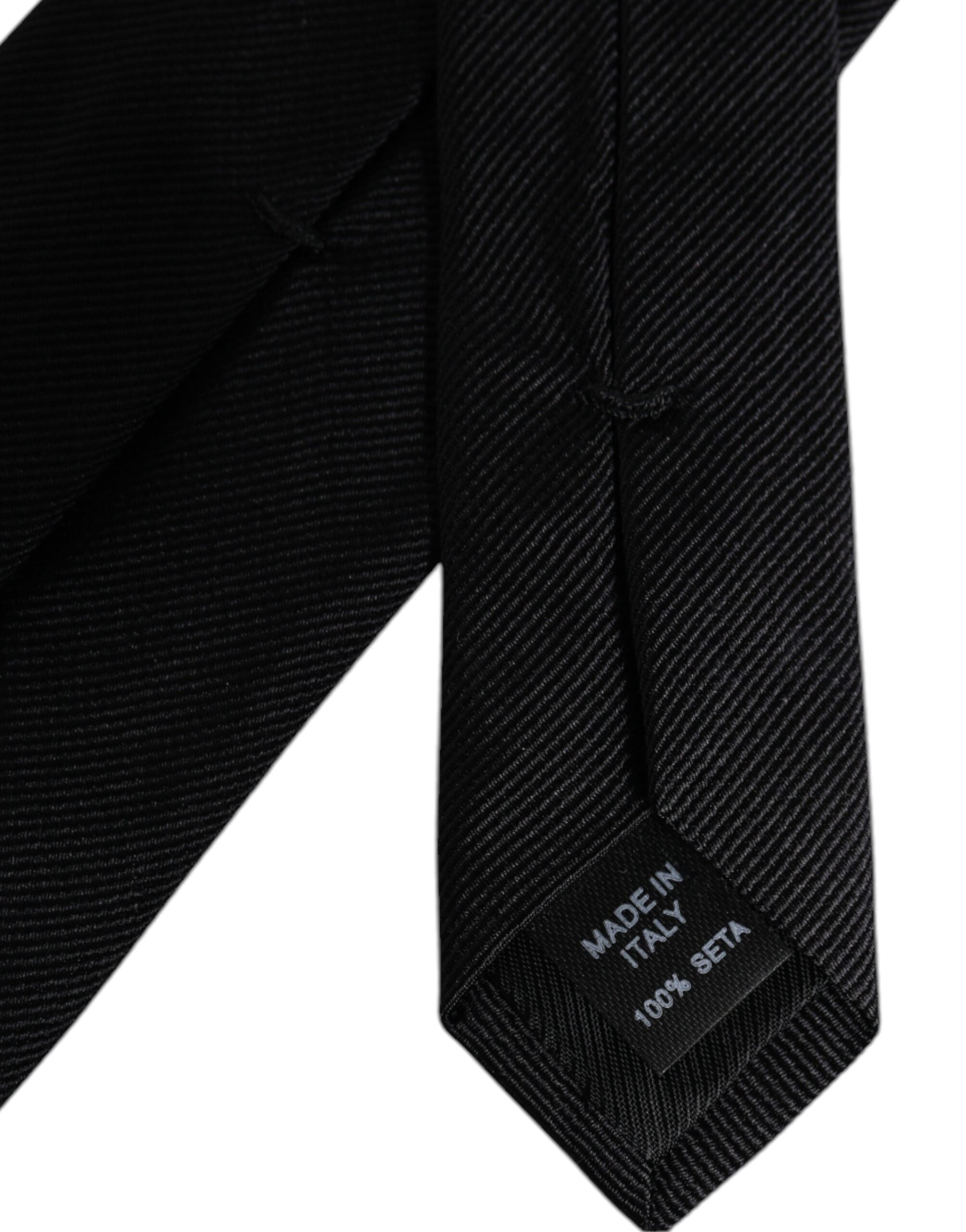 Dolce &amp;amp; Gabbana Svart Enfärgad Justerbar Slips i Siden