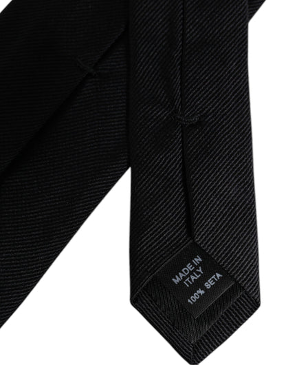 Dolce &amp;amp; Gabbana Svart Enfärgad Justerbar Slips i Siden