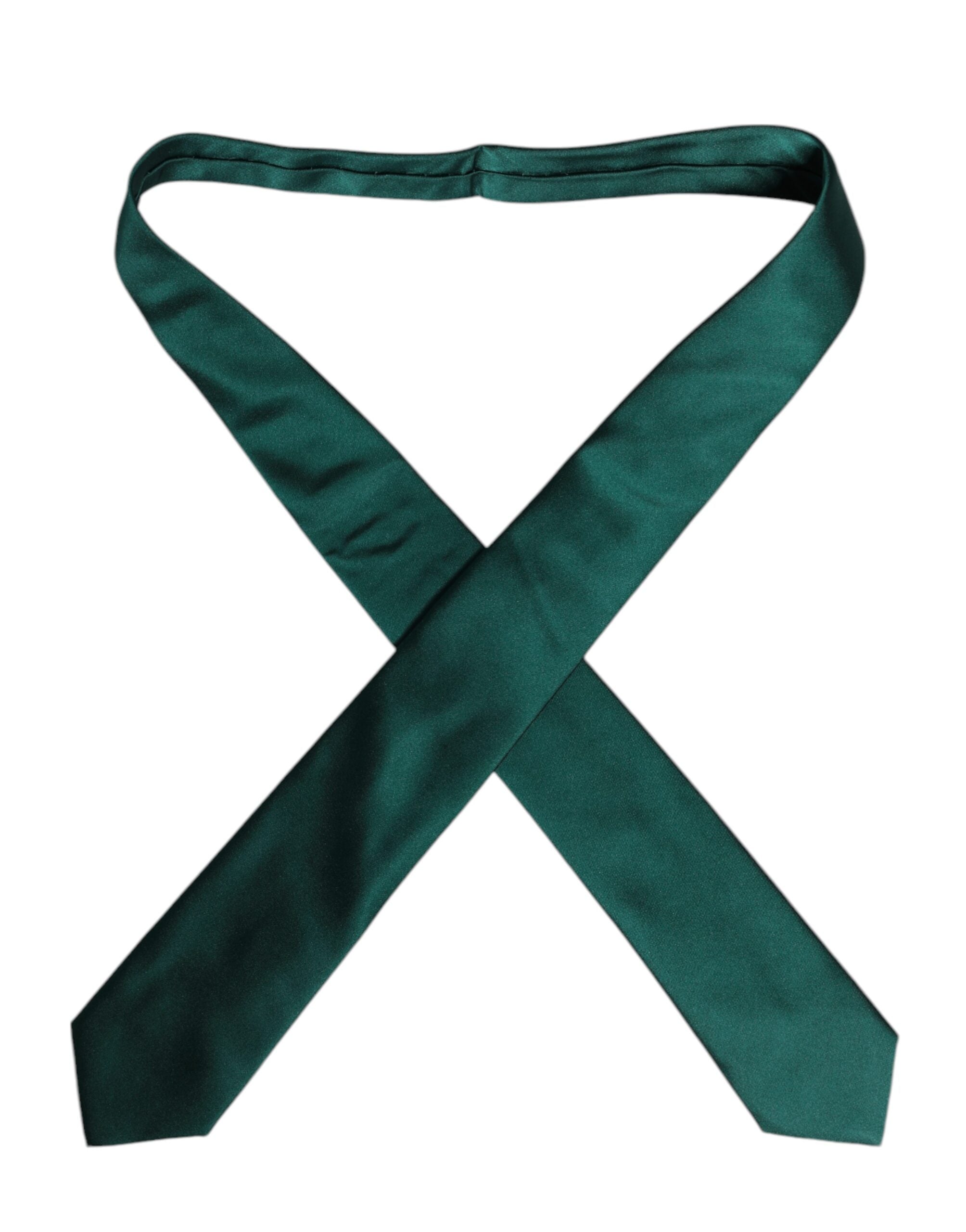 Dolce &amp; Gabbana Green Solid Cotton Adjustable Necktie Tie