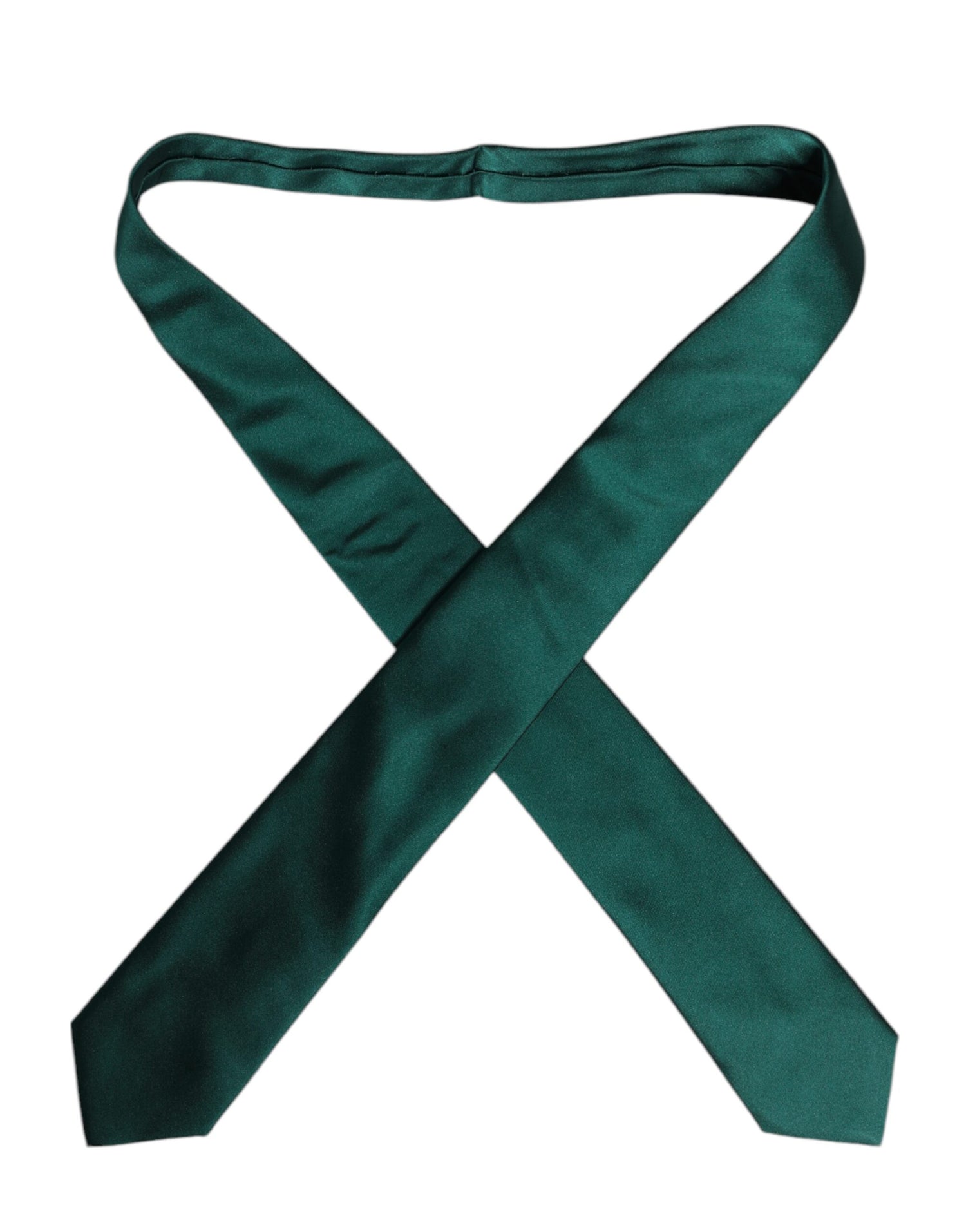 Dolce &amp; Gabbana Green Solid Cotton Adjustable Necktie Tie
