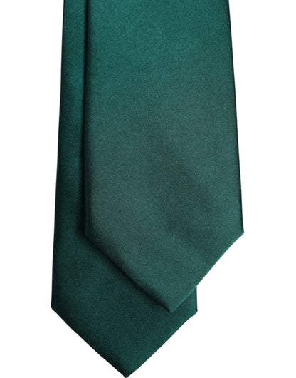 Dolce &amp; Gabbana Green Solid Cotton Adjustable Necktie Tie