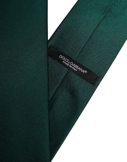 Dolce &amp; Gabbana Green Solid Cotton Adjustable Necktie Tie
