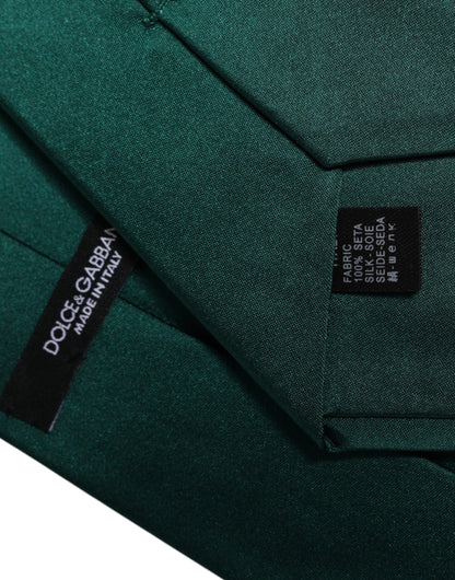 Dolce &amp; Gabbana Green Solid Cotton Adjustable Necktie Tie