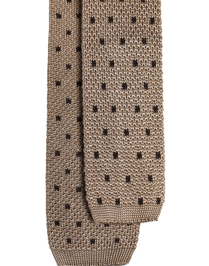 Dolce &amp; Gabbana Beige Polka Dot Silk Adjustable Necktie Tie