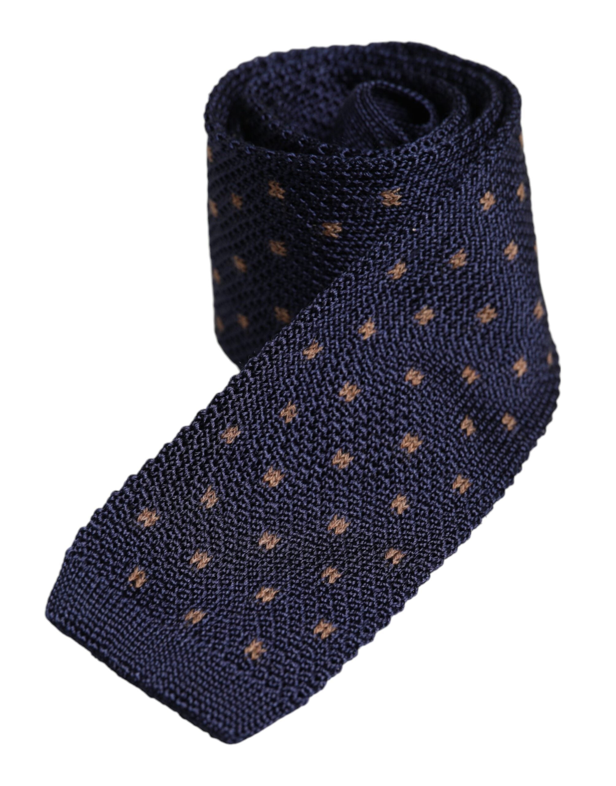 Dolce &amp; Gabbana Blue Polka Dot Silk Adjustable Necktie Tie