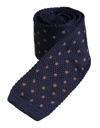 Dolce &amp; Gabbana Blue Polka Dot Silk Adjustable Necktie Tie