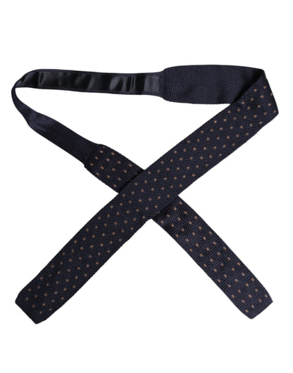 Dolce &amp; Gabbana Blue Polka Dot Silk Adjustable Necktie Tie