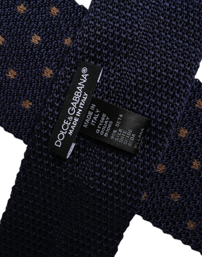 Dolce &amp; Gabbana Blue Polka Dot Silk Adjustable Necktie Tie