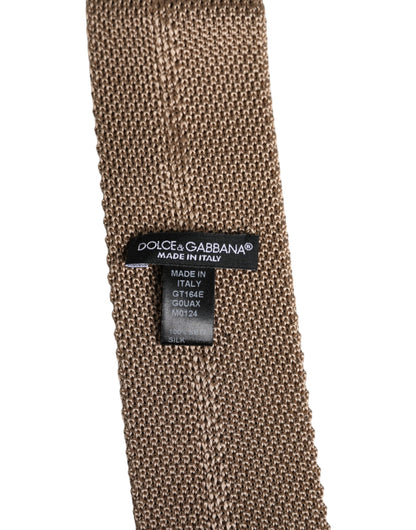 Dolce &amp; Gabbana Brown Silk Adjustable Necktie Tie