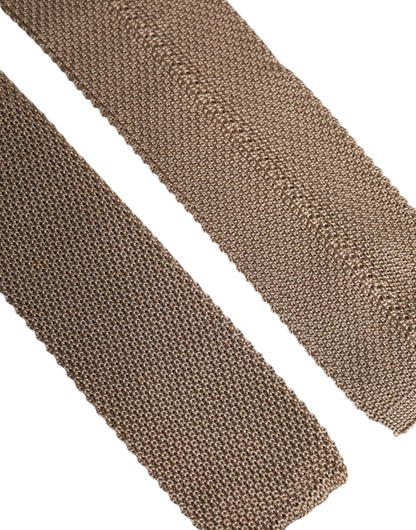 Dolce &amp; Gabbana Brown Silk Adjustable Necktie Tie