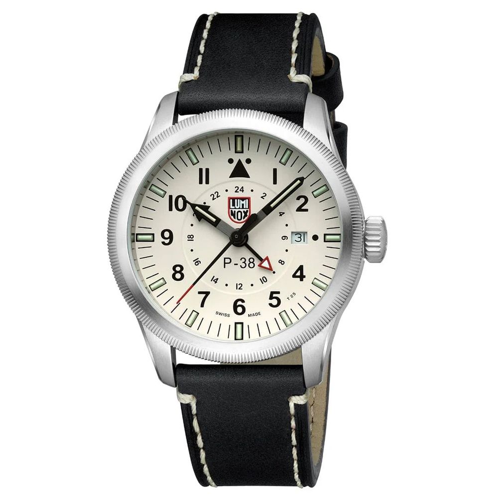 Luminox svart läderklocka