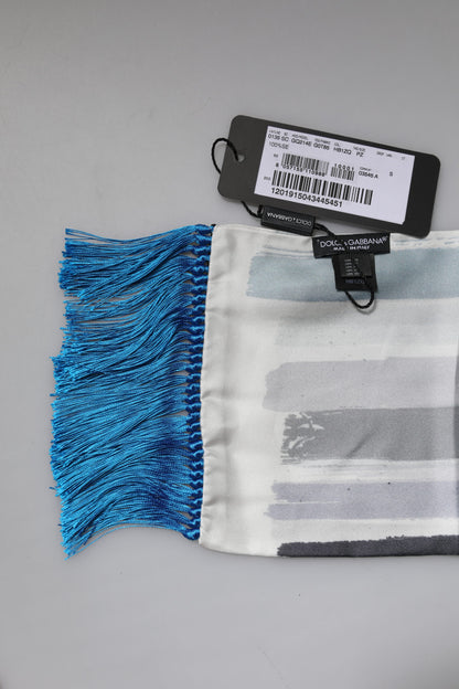 Dolce &amp; Gabbana Multicolor Stripes Silk Fringes Neck Foulard Scarf