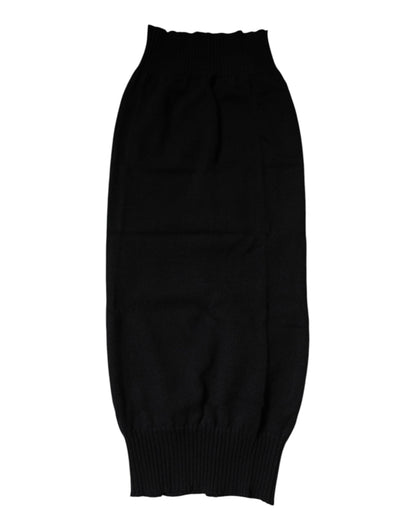 Dolce &amp; Gabbana Black Cashmere Knitted Neck Warmer Foulard Scarf