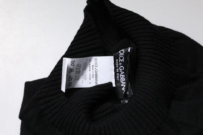 Dolce &amp; Gabbana Black Cashmere Knitted Neck Warmer Foulard Scarf