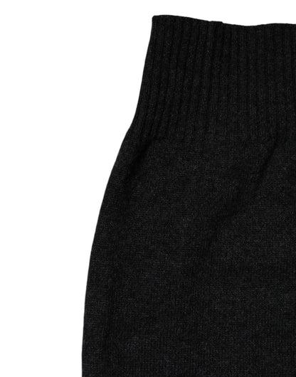 Dolce &amp; Gabbana Black Cashmere Knitted Neck Warmer Foulard Scarf