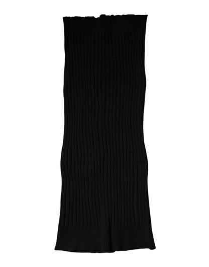 Dolce &amp; Gabbana Black Cashmere Knitted Neck Warmer Foulard Scarf