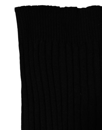 Dolce &amp; Gabbana Black Cashmere Knitted Neck Warmer Foulard Scarf