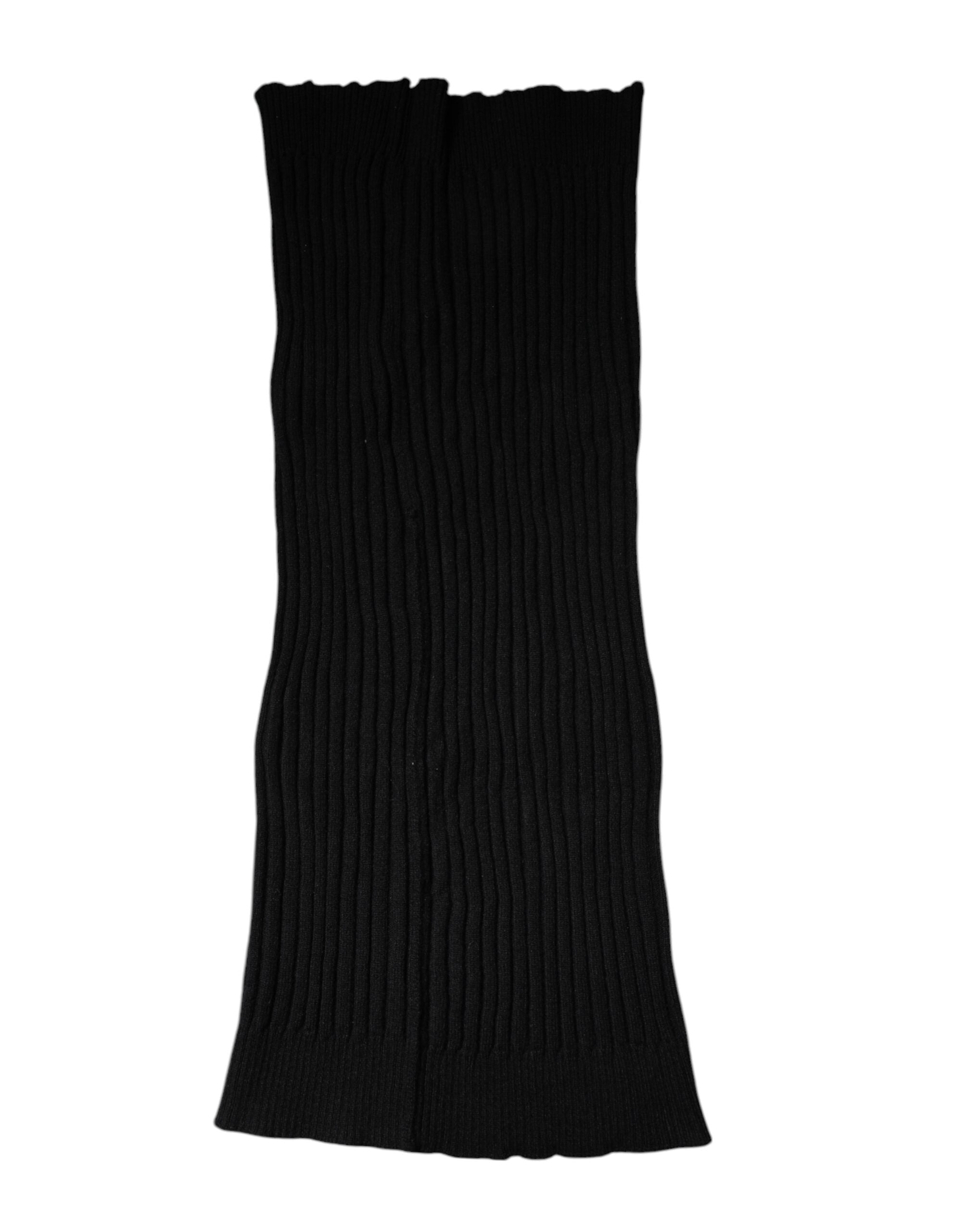 Dolce &amp; Gabbana Black Cashmere Knitted Neck Warmer Foulard Scarf