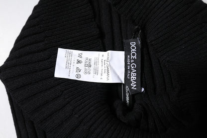 Dolce &amp; Gabbana Black Cashmere Knitted Neck Warmer Foulard Scarf
