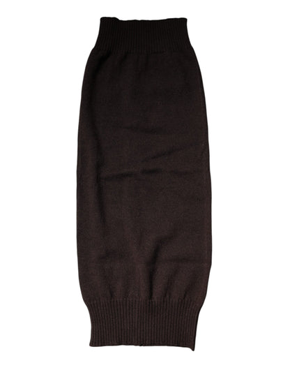 Dolce &amp; Gabbana Brown Cashmere Knitted Neck Warmer Foulard Scarf
