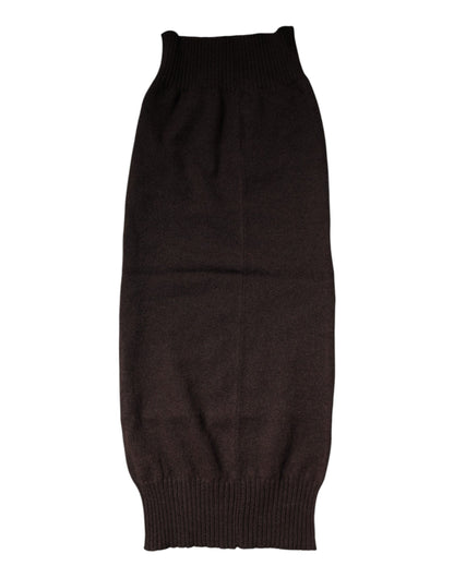 Dolce &amp; Gabbana Brown Cashmere Knitted Neck Warmer Foulard Scarf
