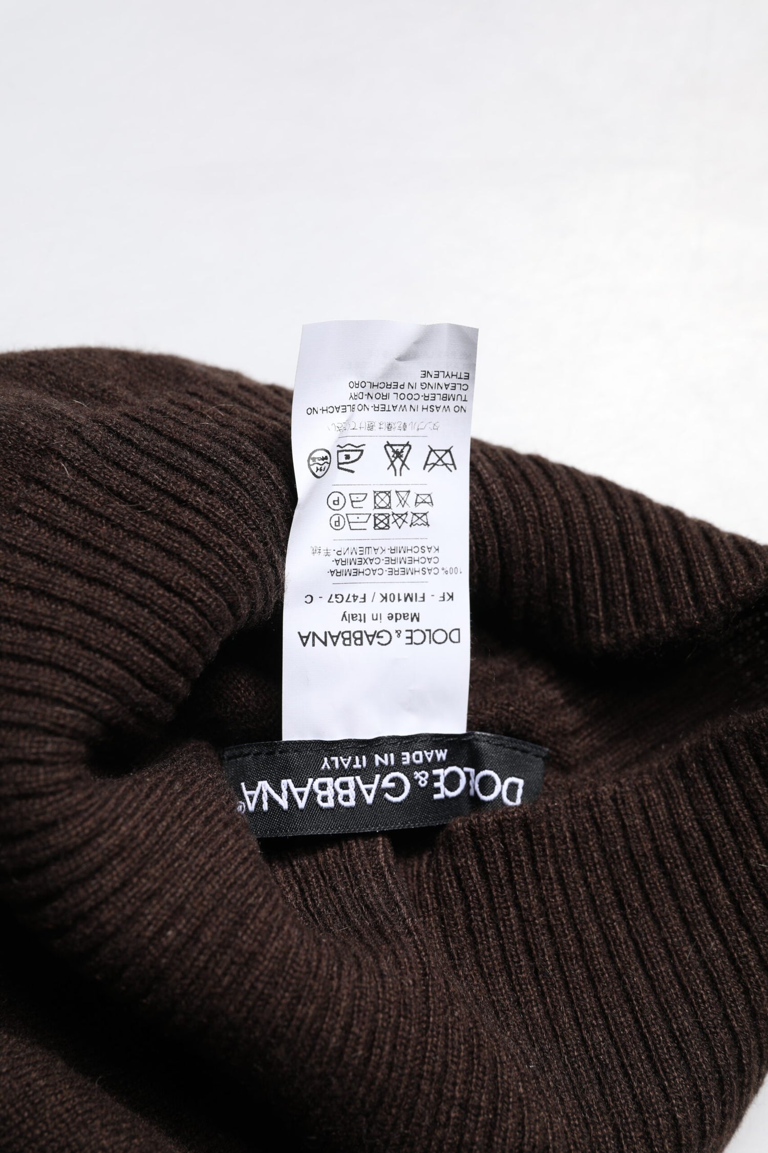 Dolce &amp; Gabbana Brown Cashmere Knitted Neck Warmer Foulard Scarf