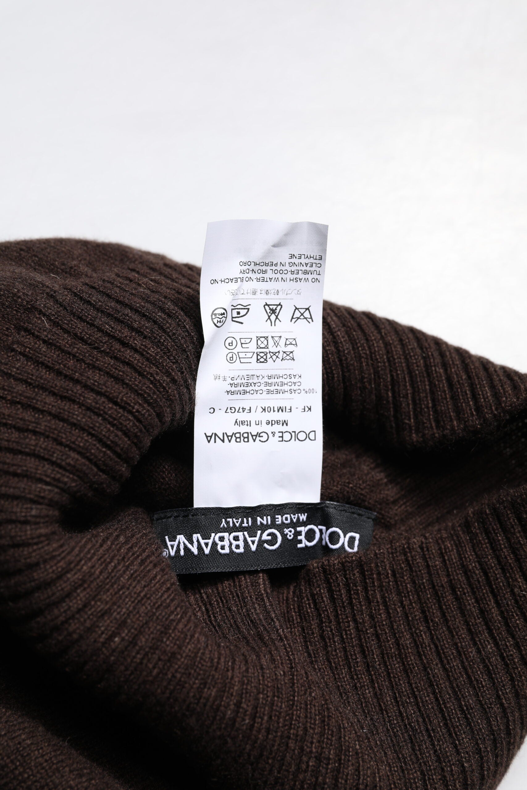 Dolce &amp; Gabbana Brown Cashmere Knitted Neck Warmer Foulard Scarf