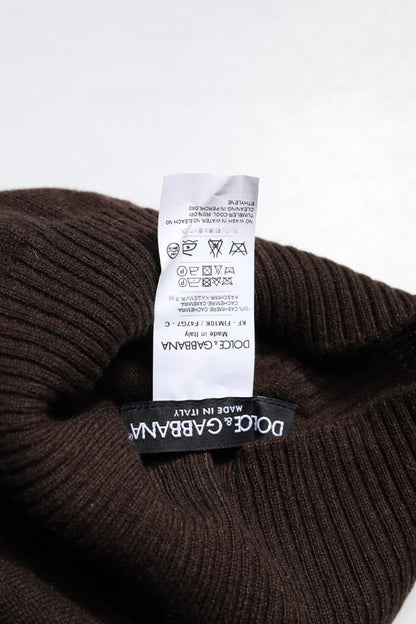 Dolce &amp; Gabbana Brown Cashmere Knitted Neck Warmer Foulard Scarf