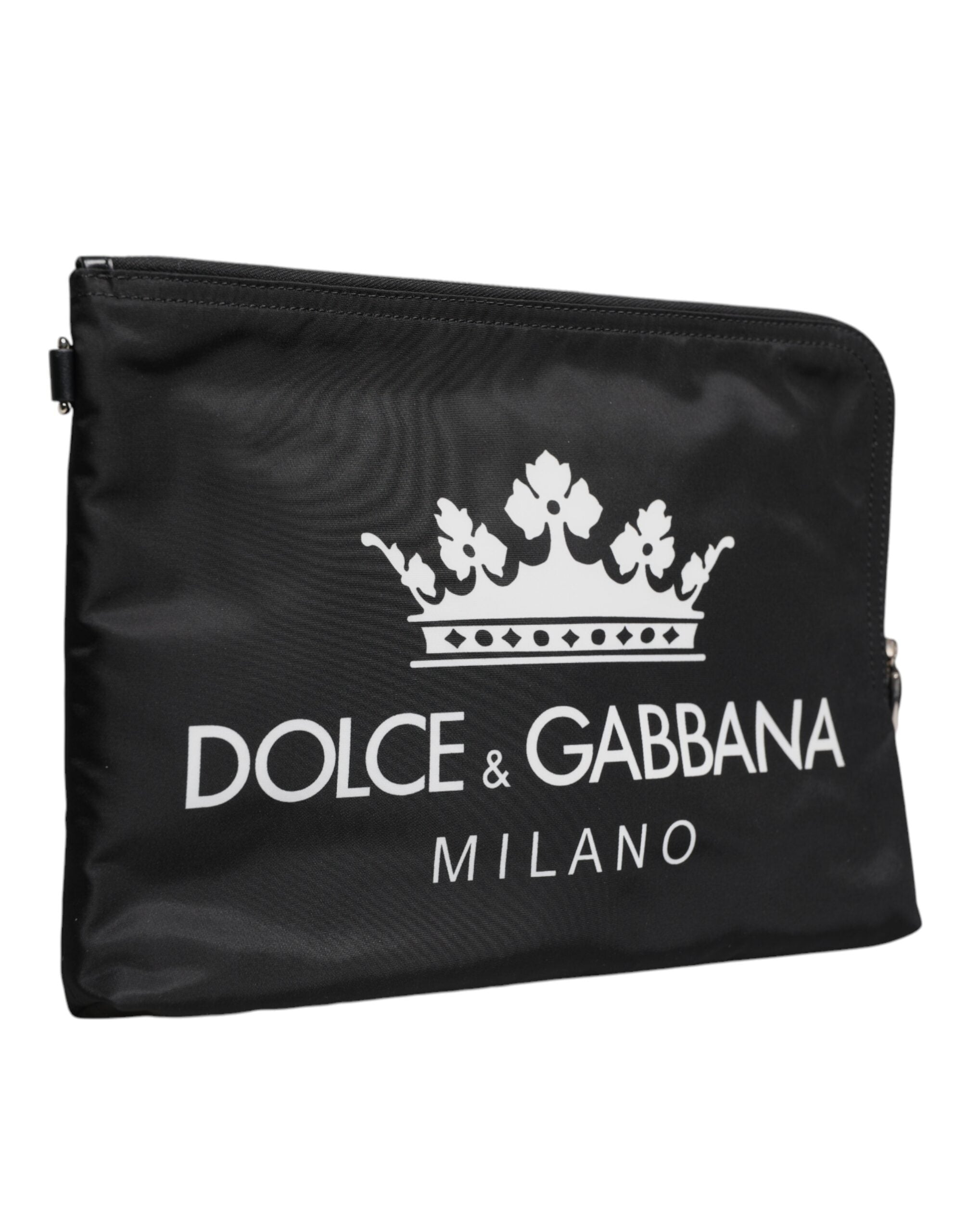 Dolce &amp; Gabbana Black DG Milano Print Nylon Pouch Clutch Bag