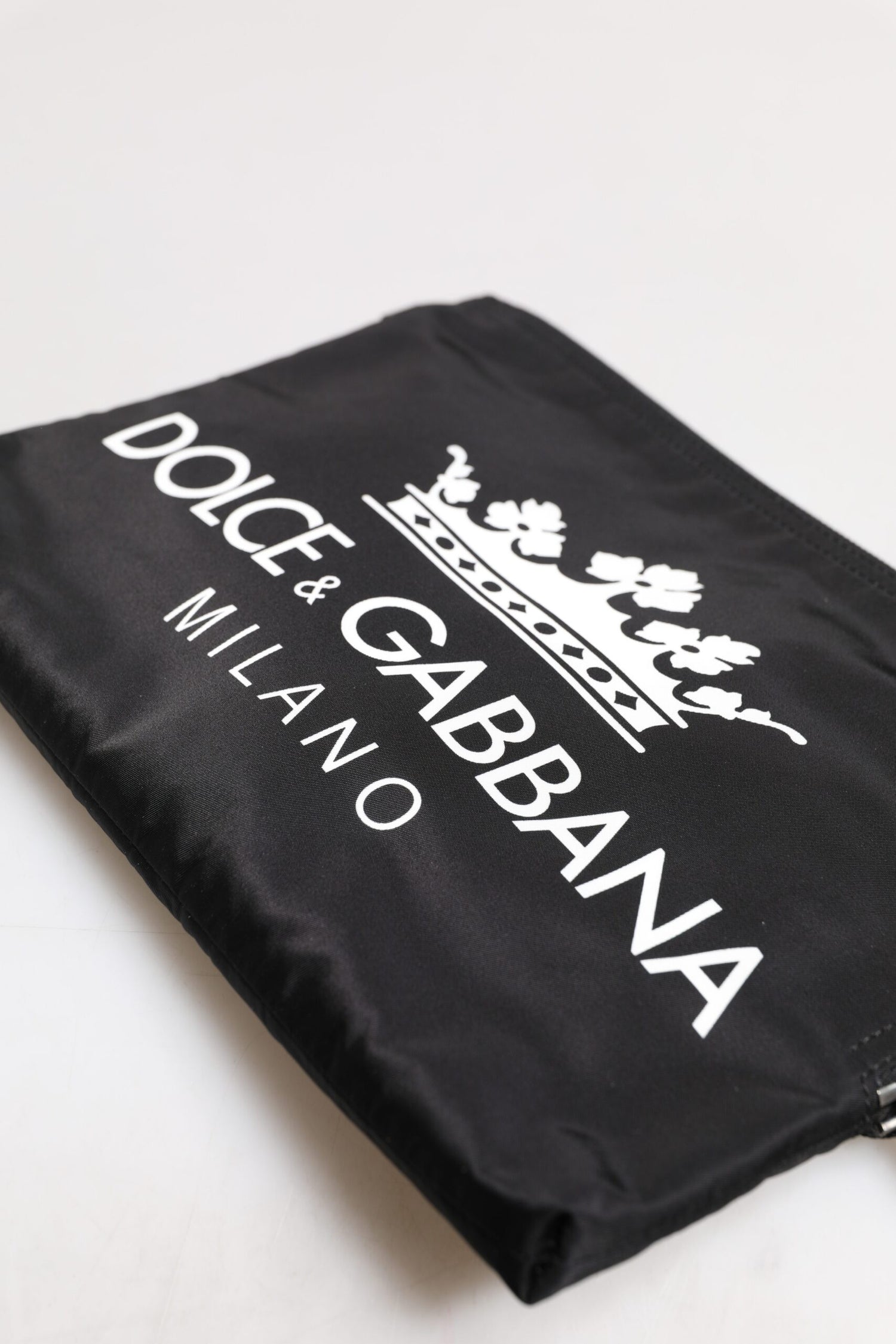 Dolce &amp; Gabbana Black DG Milano Print Nylon Pouch Clutch Bag