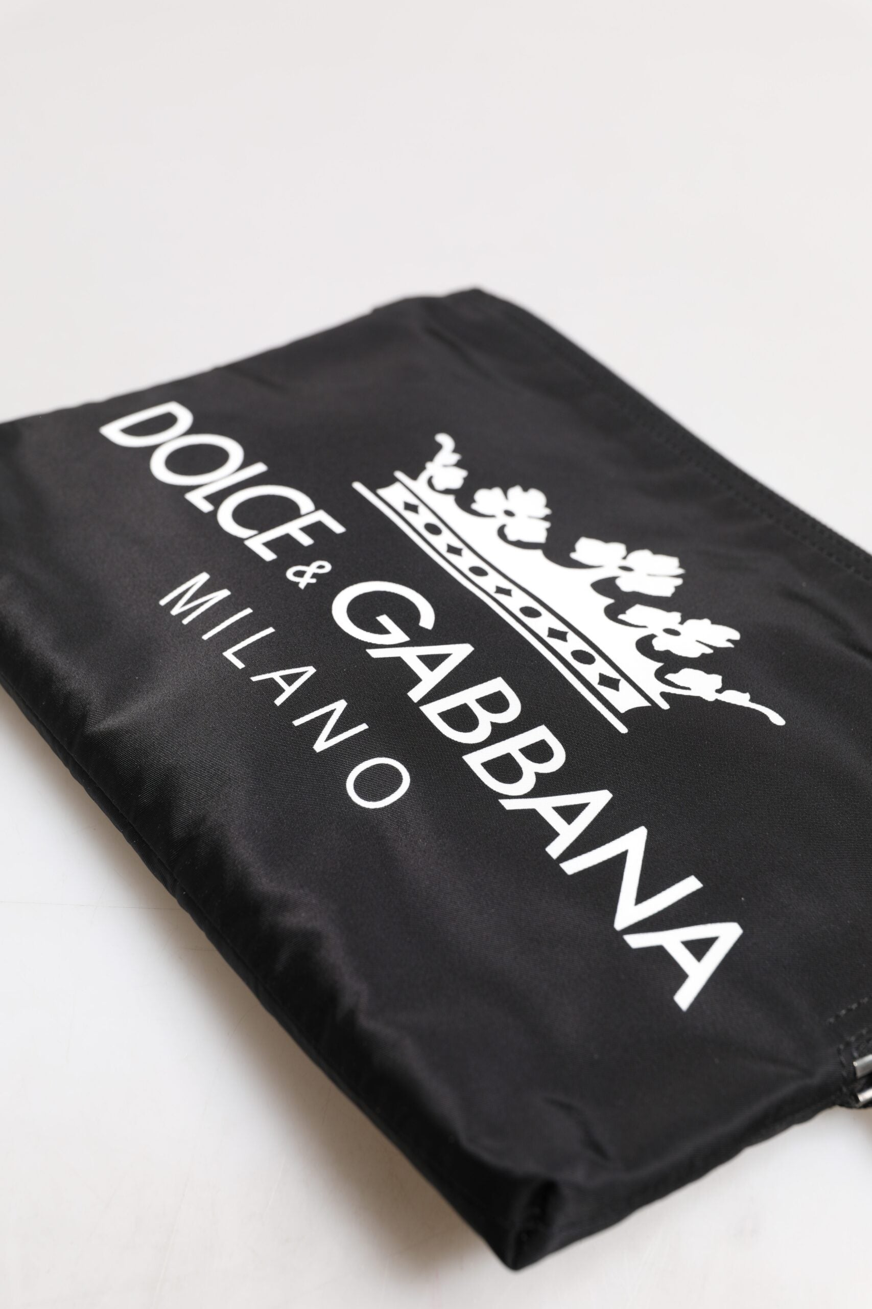 Dolce &amp; Gabbana Black DG Milano Print Nylon Pouch Clutch Bag