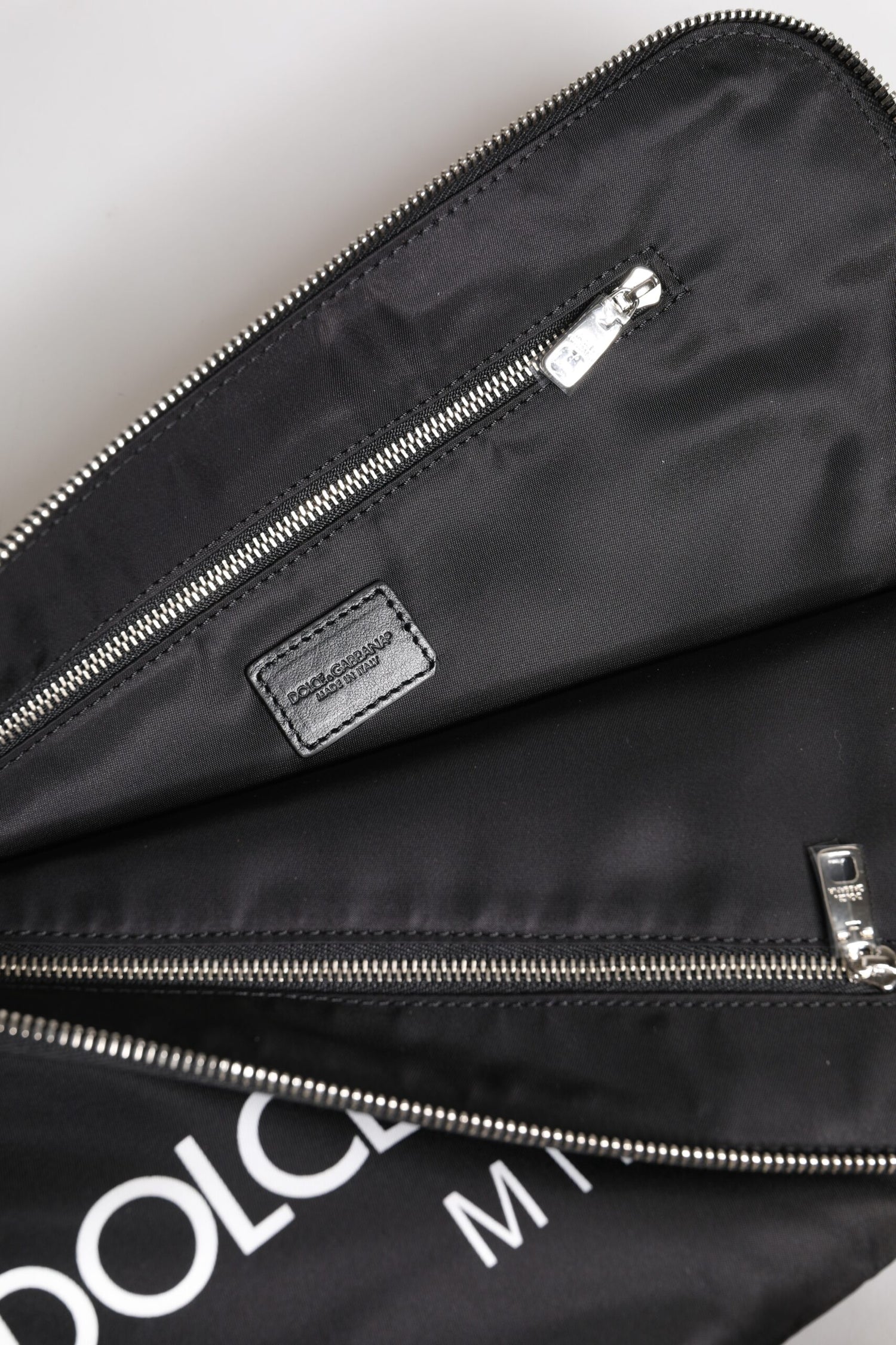 Dolce &amp; Gabbana Black DG Milano Print Nylon Pouch Clutch Bag