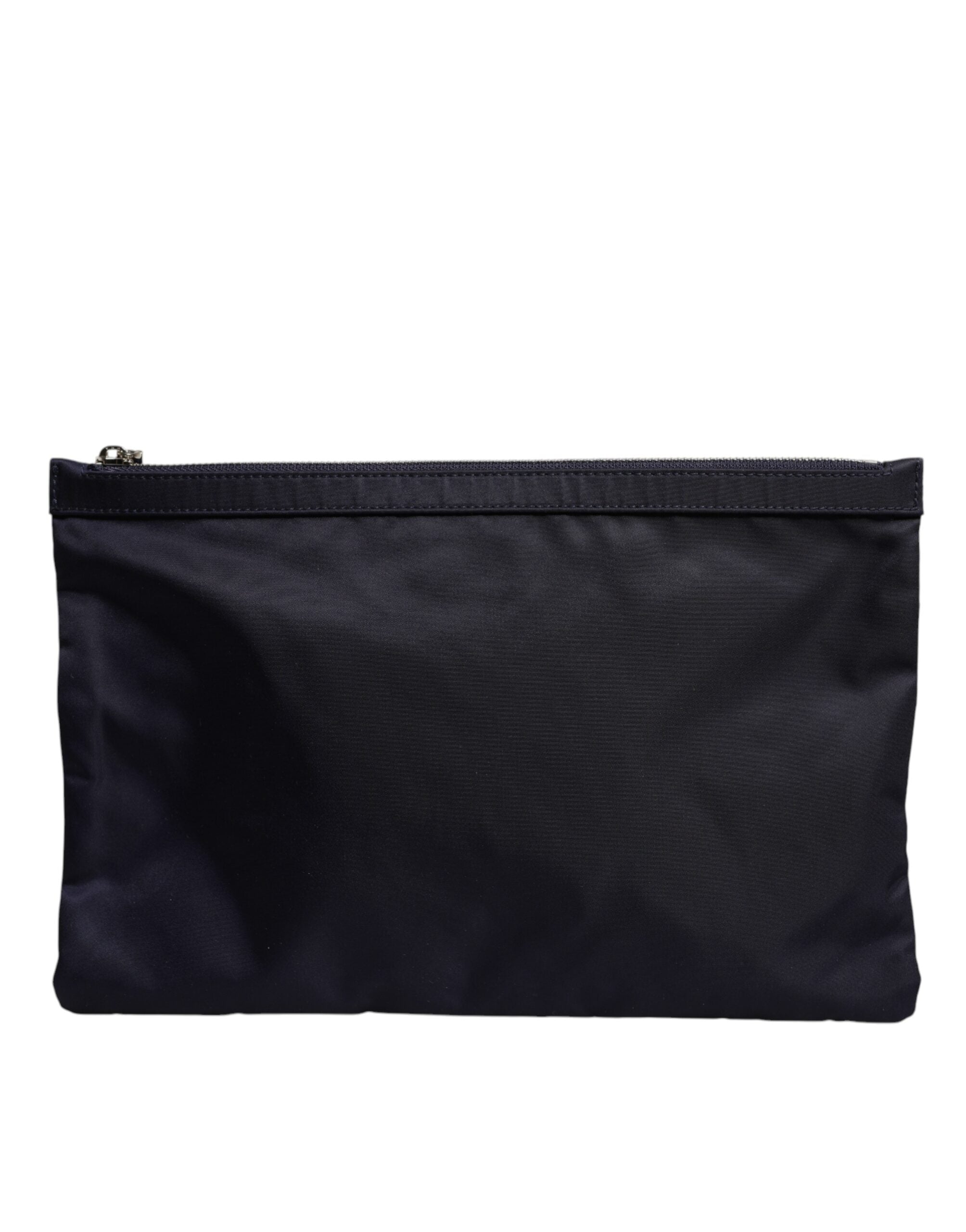 Dolce &amp; Gabbana Blue DG Logo Patch Embellished Pouch Clutch Bag