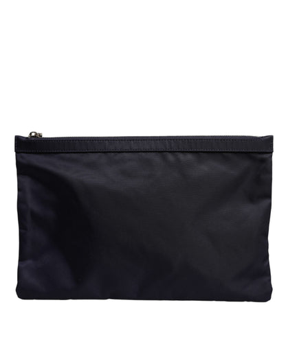 Dolce &amp; Gabbana Blue DG Logo Patch Embellished Pouch Clutch Bag