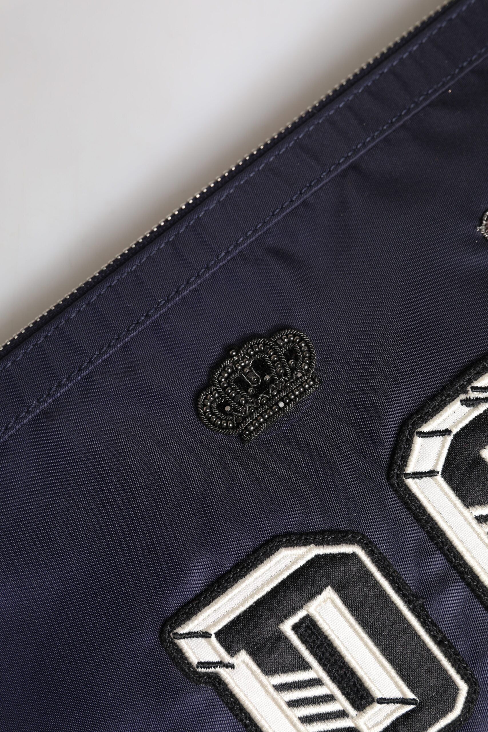Dolce &amp; Gabbana Blue DG Logo Patch Embellished Pouch Clutch Bag