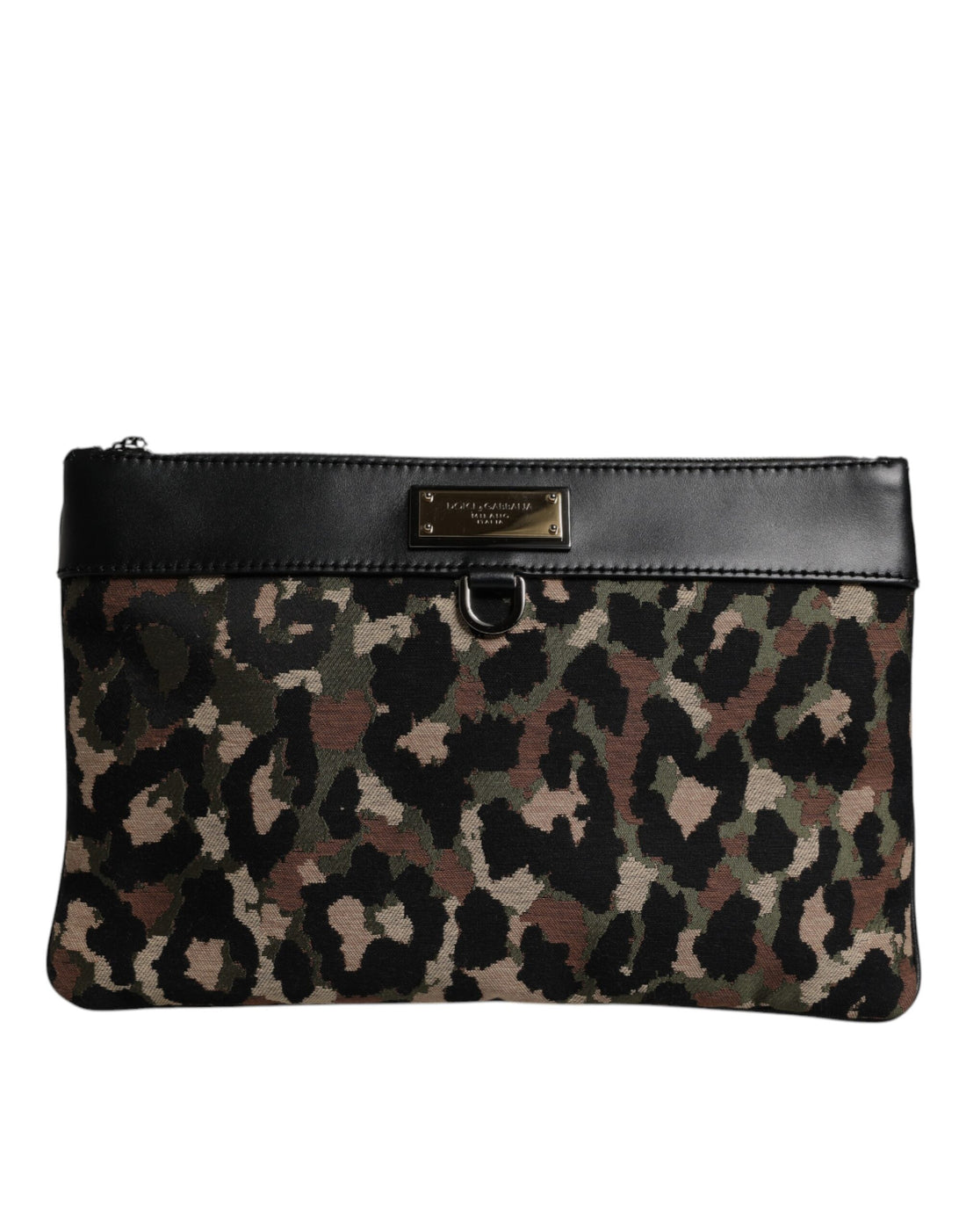 Dolce &amp;amp; Gabbana Flerfärgad Leopard Jacquard Mönstrad Logotyp Plack Väska