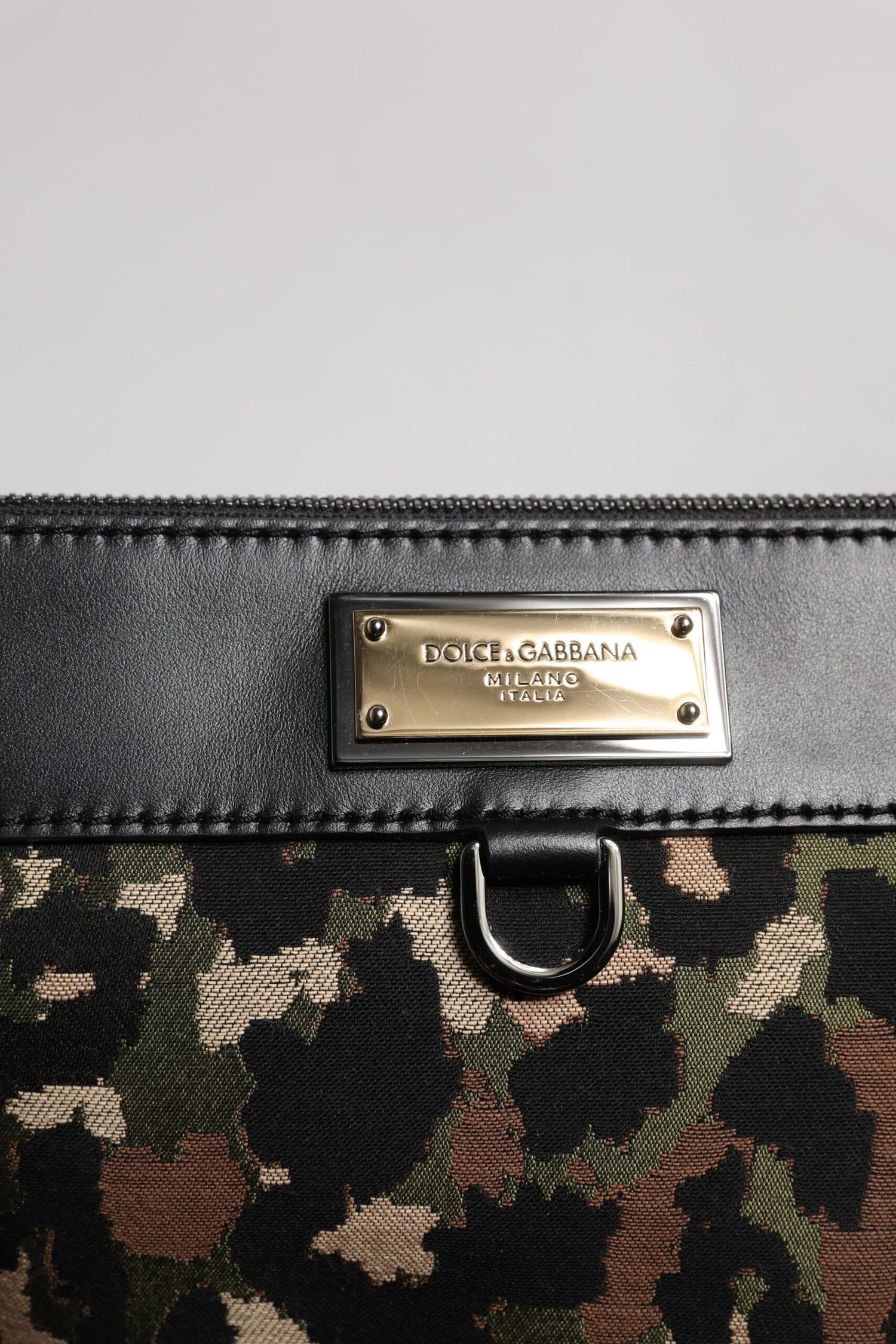 Dolce &amp; Gabbana Multicolor Leopard Jacquard Print Logo Plaque Pouch Bag