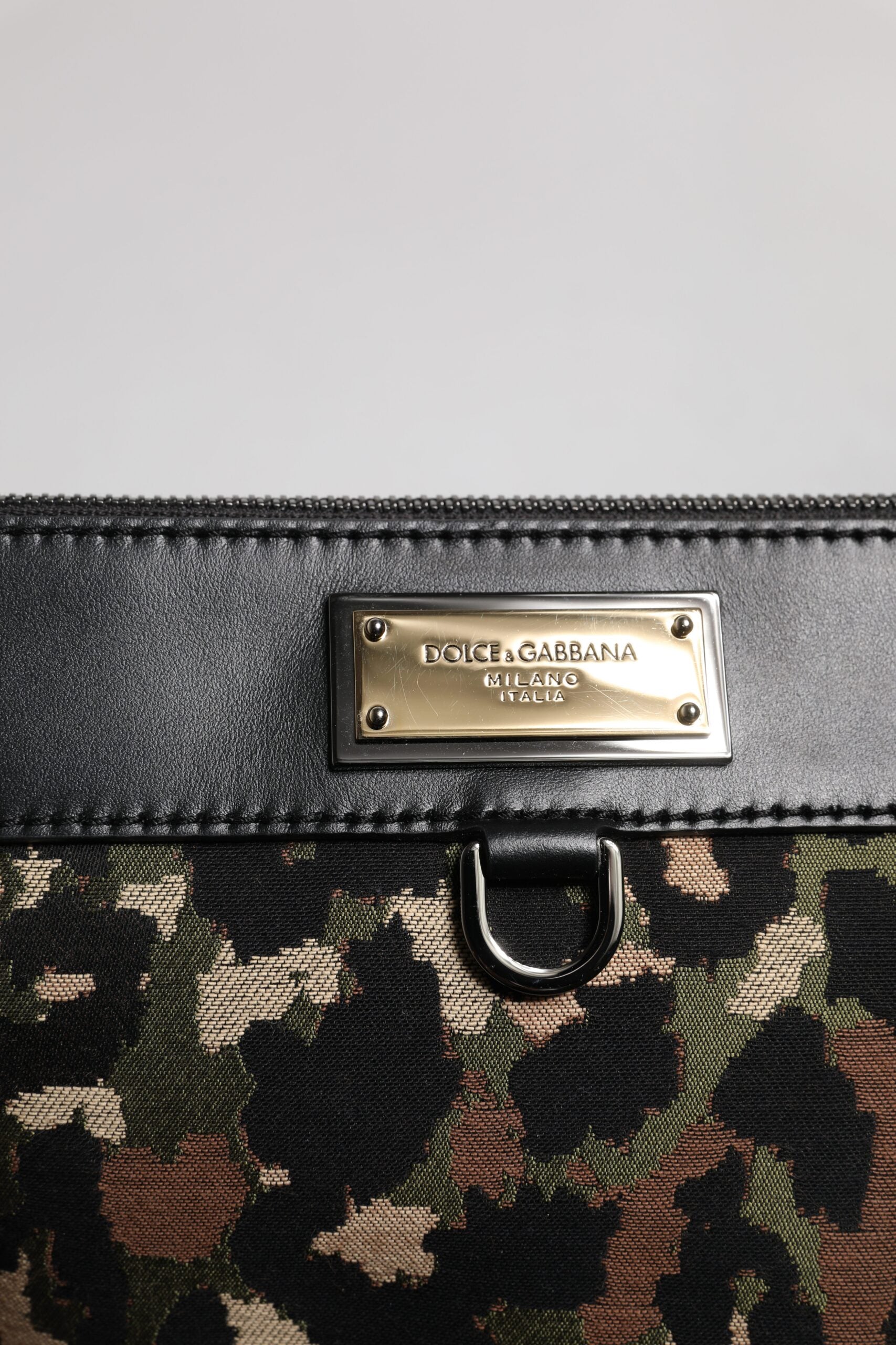 Dolce &amp; Gabbana Multicolor Leopard Jacquard Print Logo Plaque Pouch Bag
